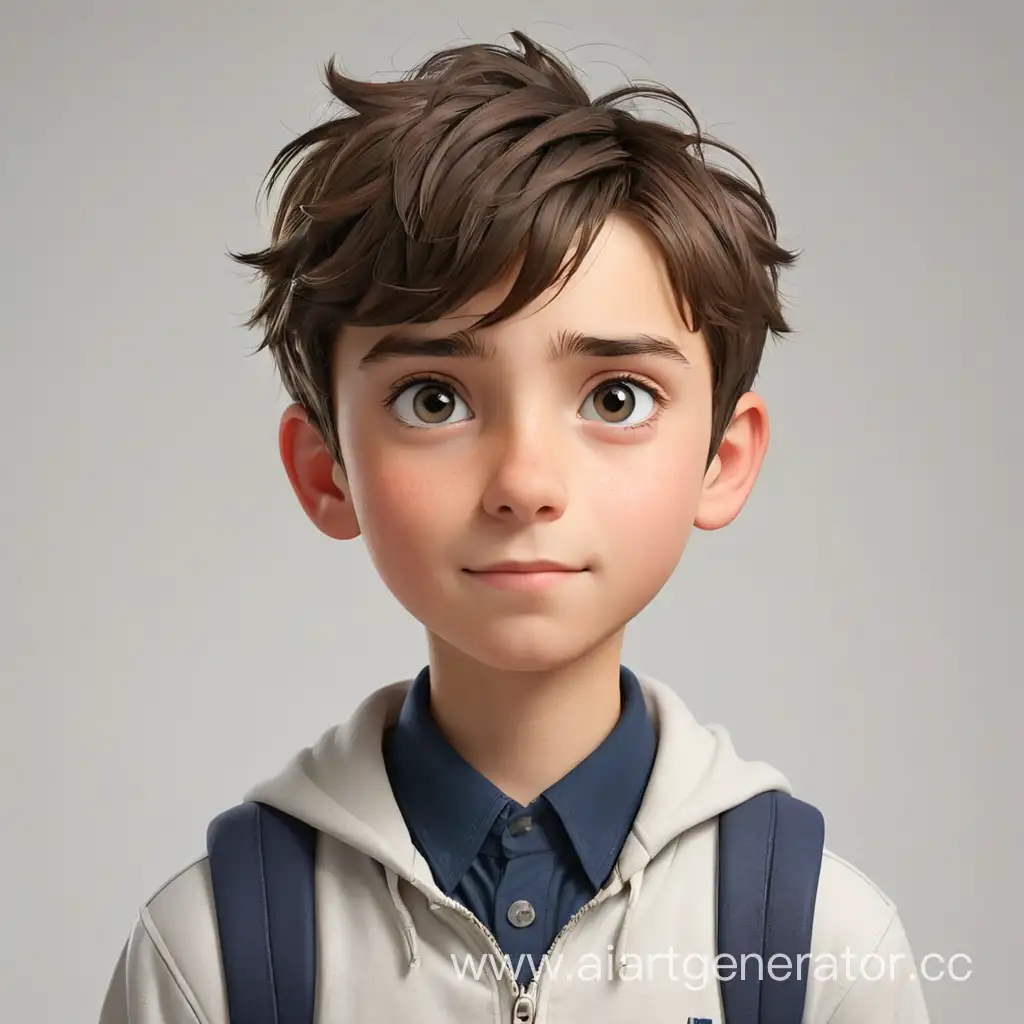 Character: boy, student. White background.