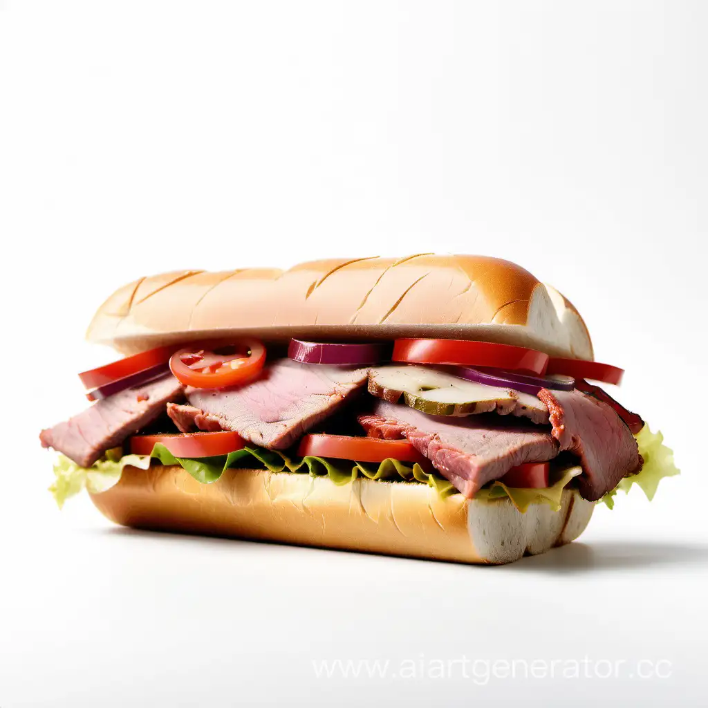 Delicious-Meat-Sandwich-on-Clean-Background