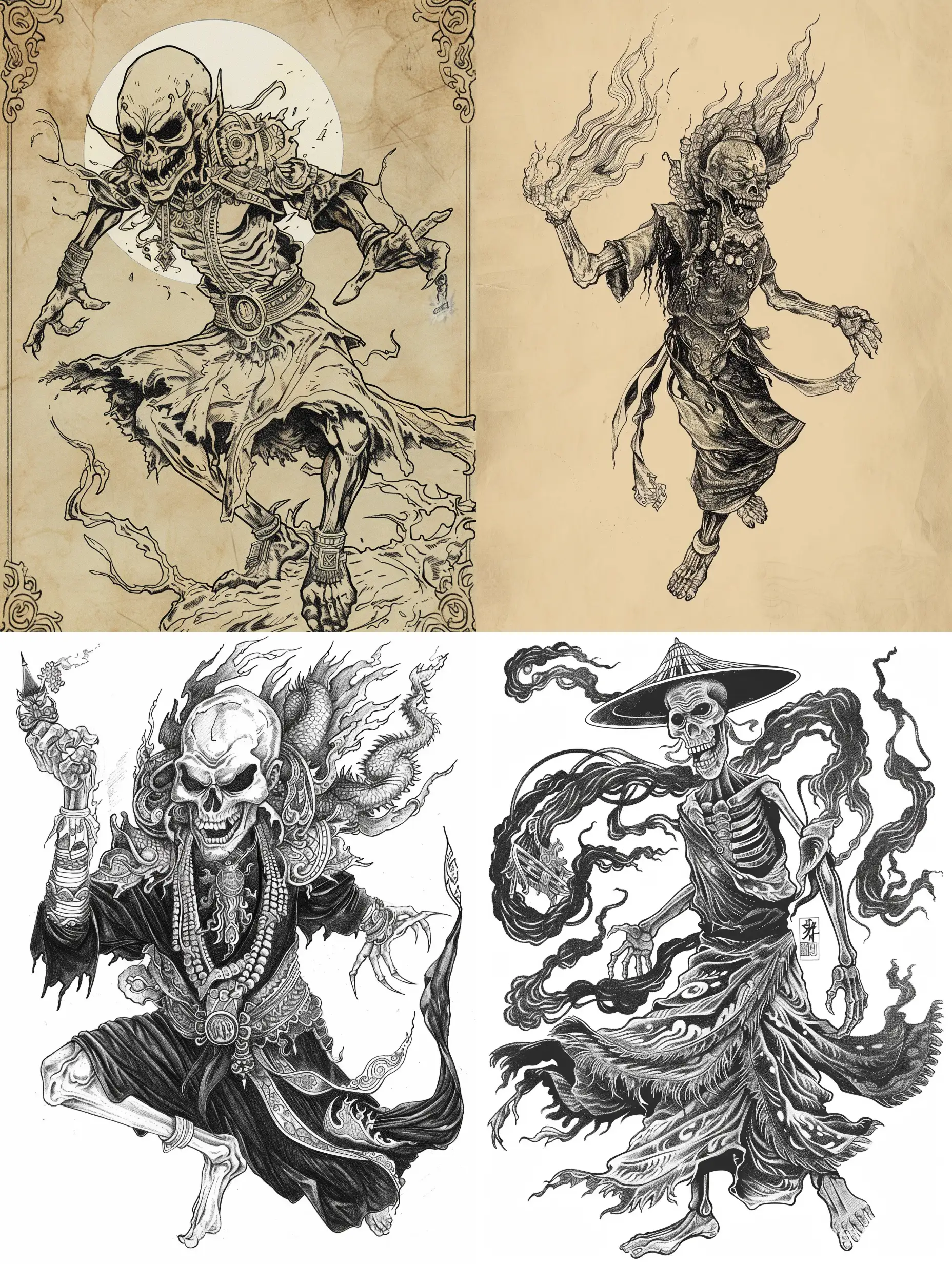 Comic-Drawing-of-Traditional-Thai-Ghost-High-Resolution-Art