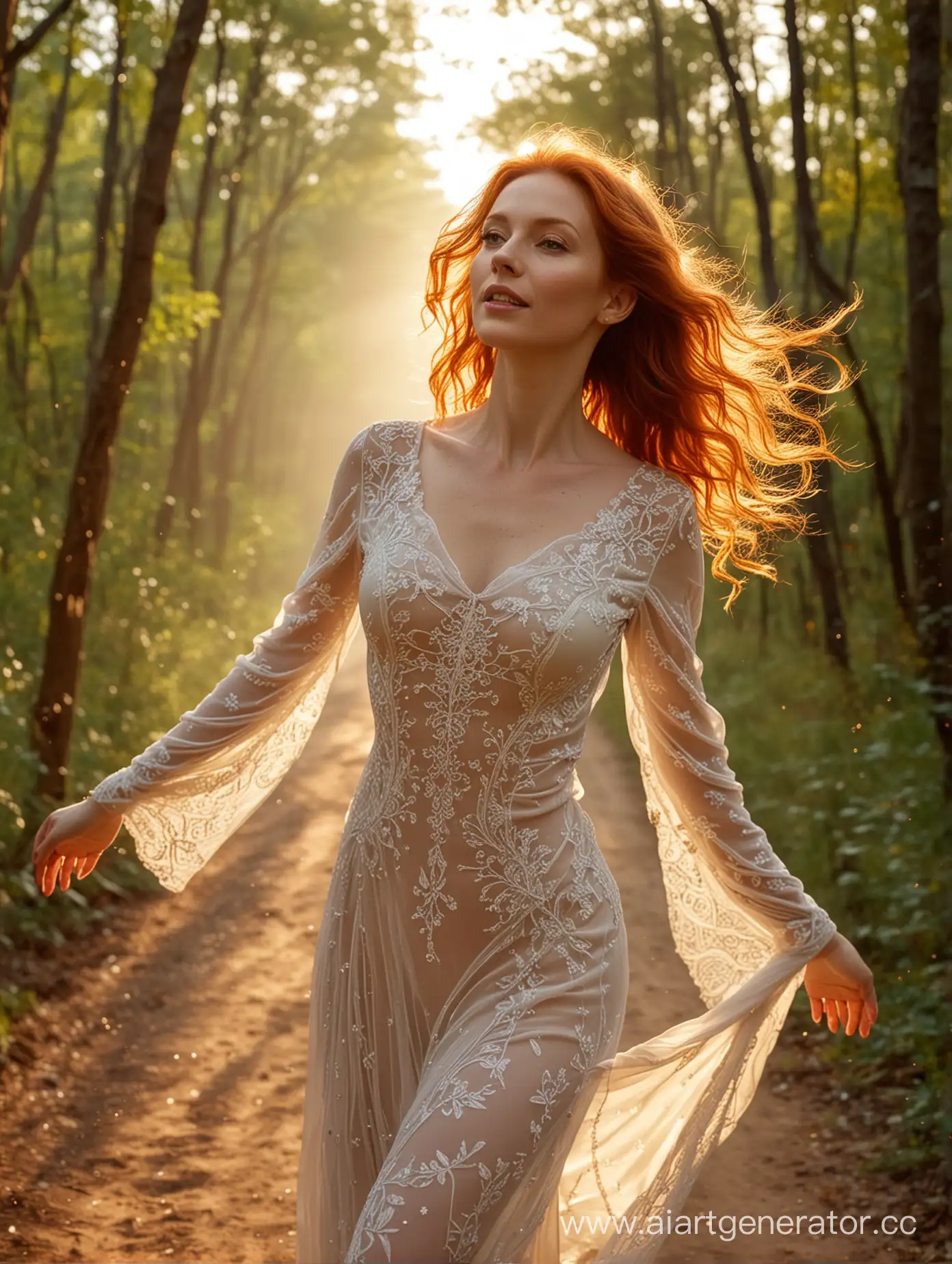 Ethereal-Woman-Gliding-Above-Forest-Path-at-Dawn-with-Golden-Hair-and-Electrostatic-Filigree