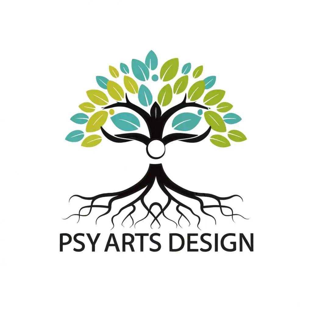 logo, tree of life, with the text "PsyArtsDesign", typography, be used in Technology industry