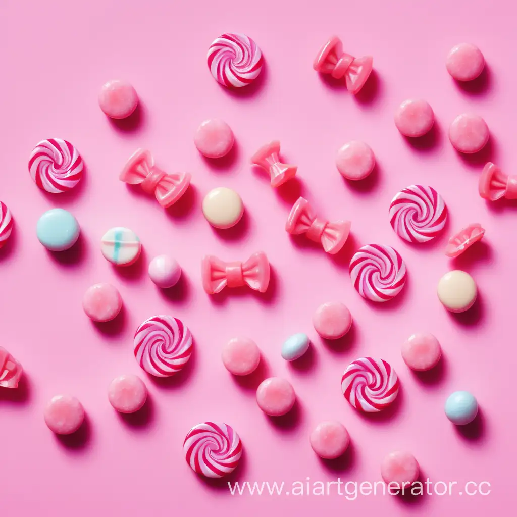 Colorful-Candy-Arrangement-on-a-Vibrant-Pink-Background