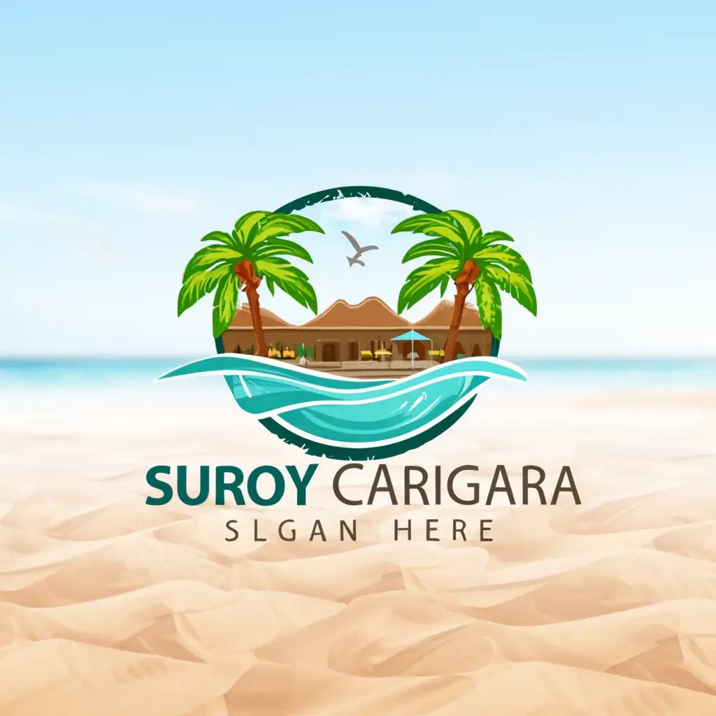 a logo design,with the text "SUROY CARIGARA", main symbol:realistic, beach, resort, tourism, sea,complex,clear background