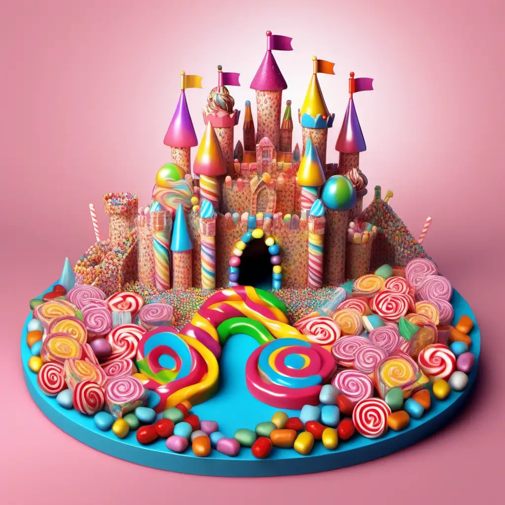 Enchanting Candyland Castle Amidst Sweet Scenery
