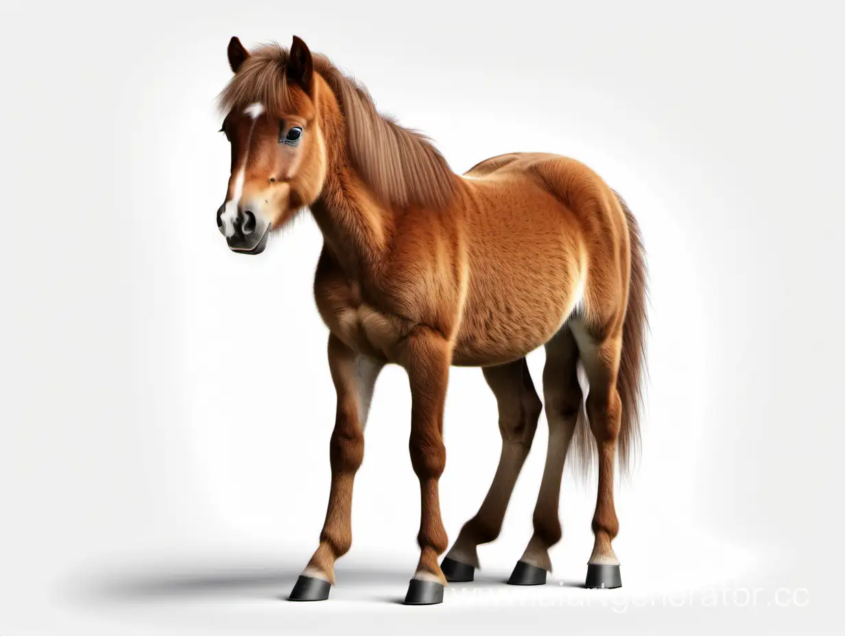 Realistic-Brown-Pony-Portrait-on-a-White-Background