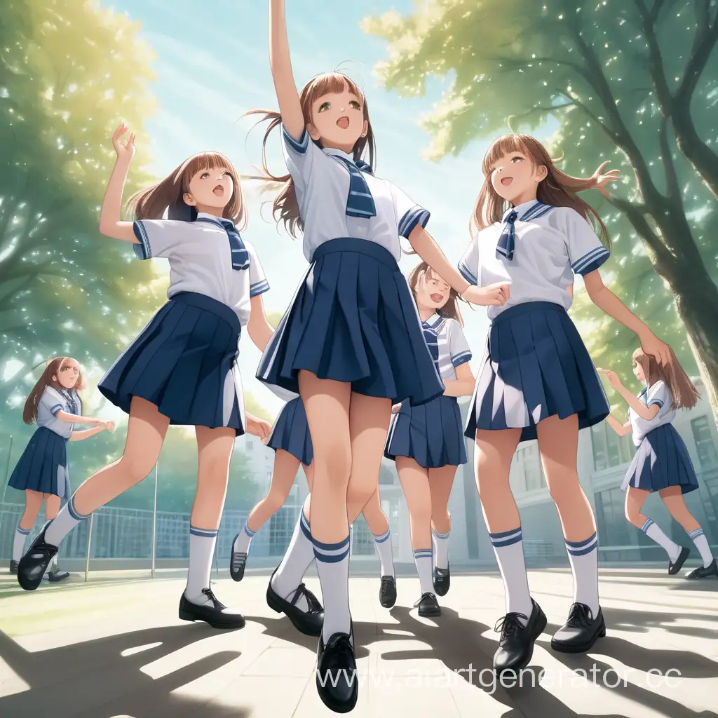 Schoolgirls-Dancing-Outdoors-Joyful-Movement-in-Uniforms