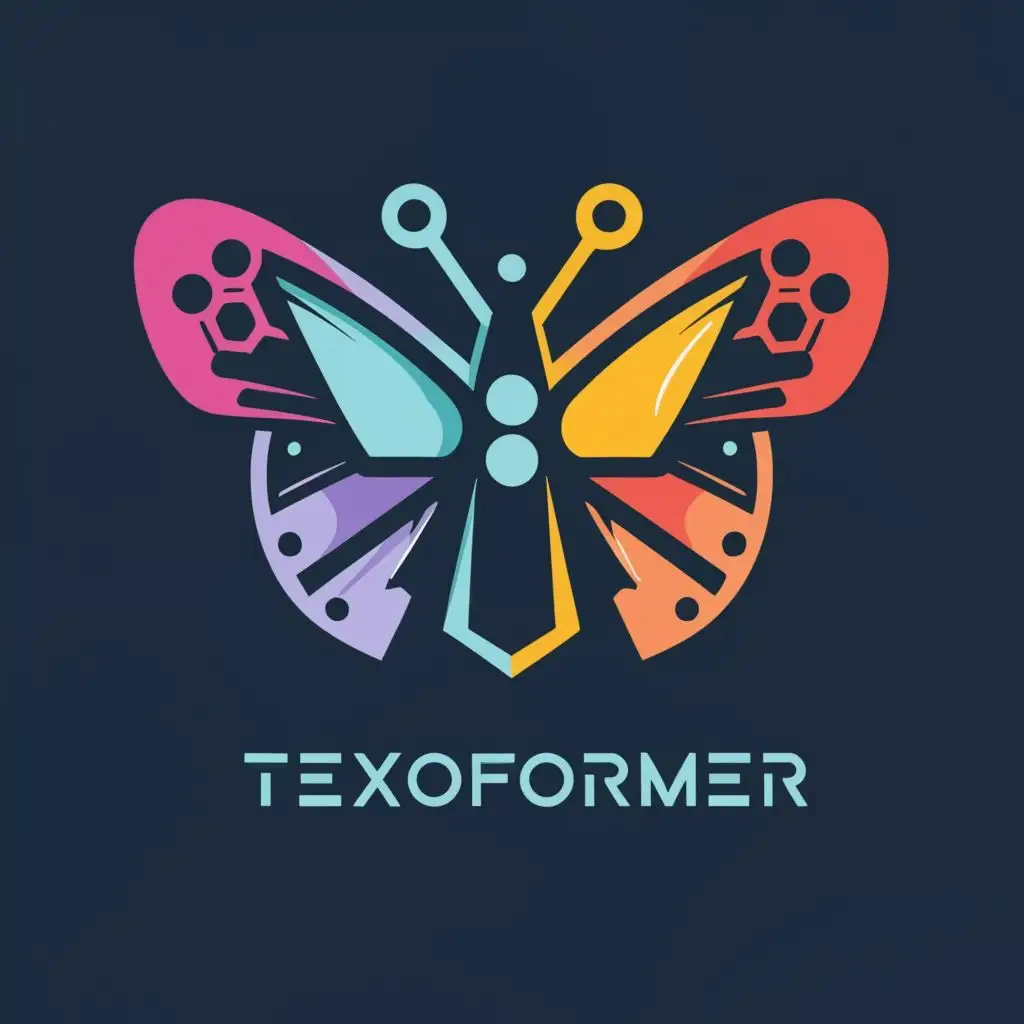 logo, butterfly robot head, with the text "TEXFORMER", typography, be used in Technology industry