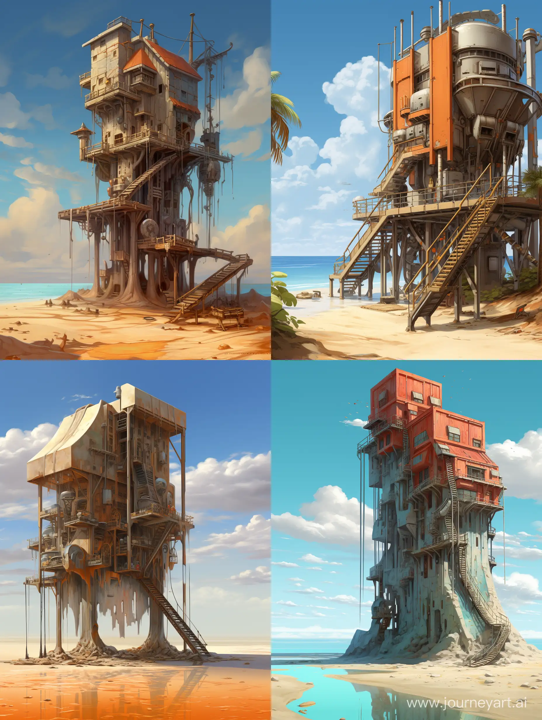 Bucket elevator in future and see buckets and working on beach