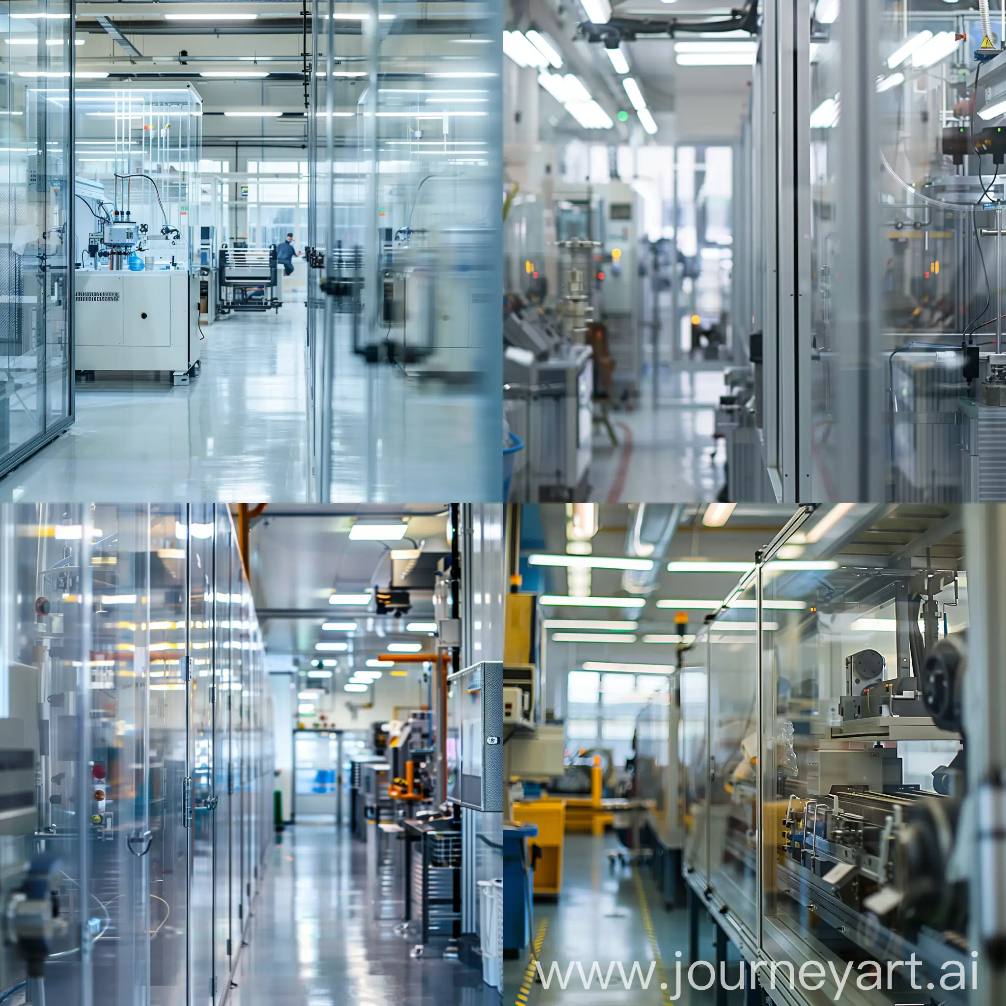 production machinery room, view on clear wall, machinery room photo 
