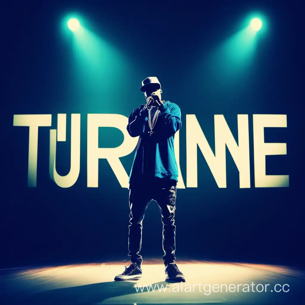 Rapper-Performing-on-Blue-Stage-with-Turne-Studio-Sign