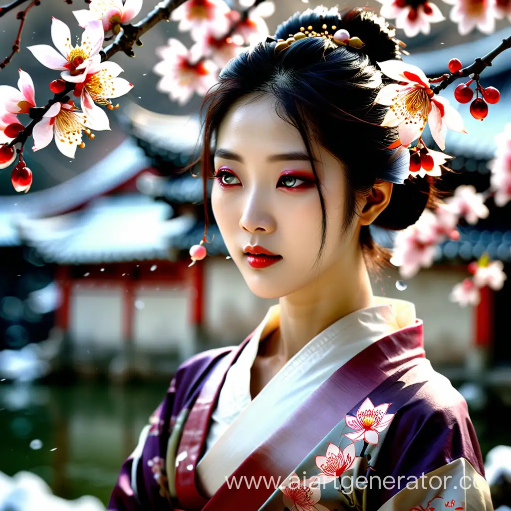Enchanting-Oriental-Beauty-Admiring-Plum-Blossoms