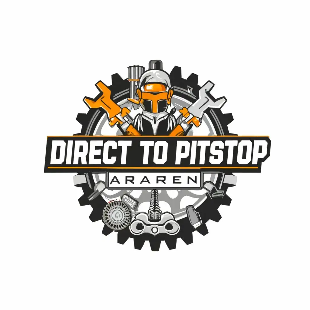 a logo design,with the text "Direct to pitstop araren", main symbol:Heavy equipment and mechanic,complex,be used in Automotive industry,clear background