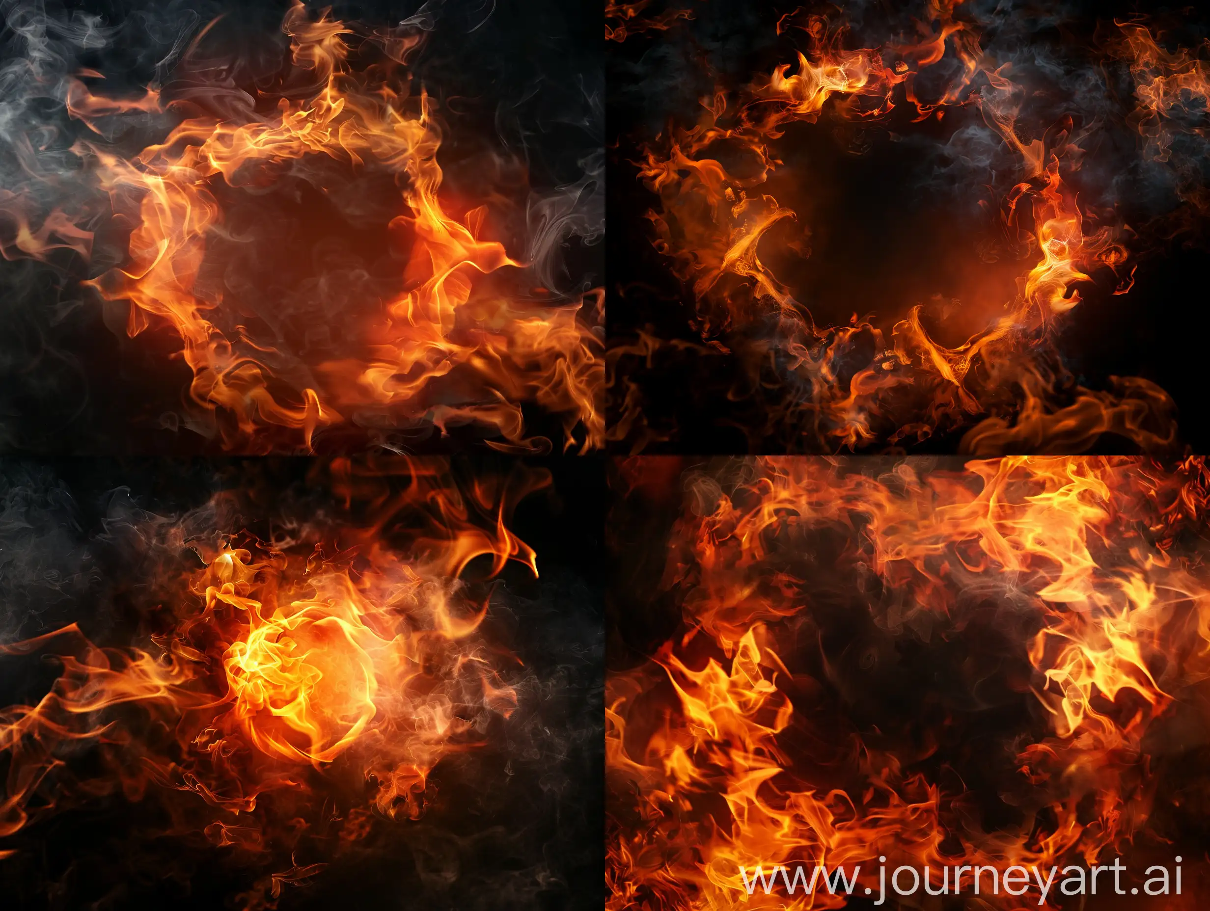 Ethereal-Fire-and-Dark-Smoke-Illuminating-a-Glowing-Center