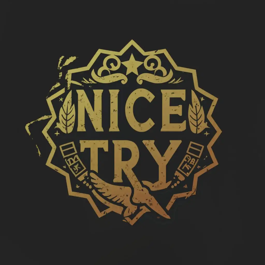 a logo design,with the text "Nice Try", main symbol:Military,complex,be used in Entertainment industry,clear background