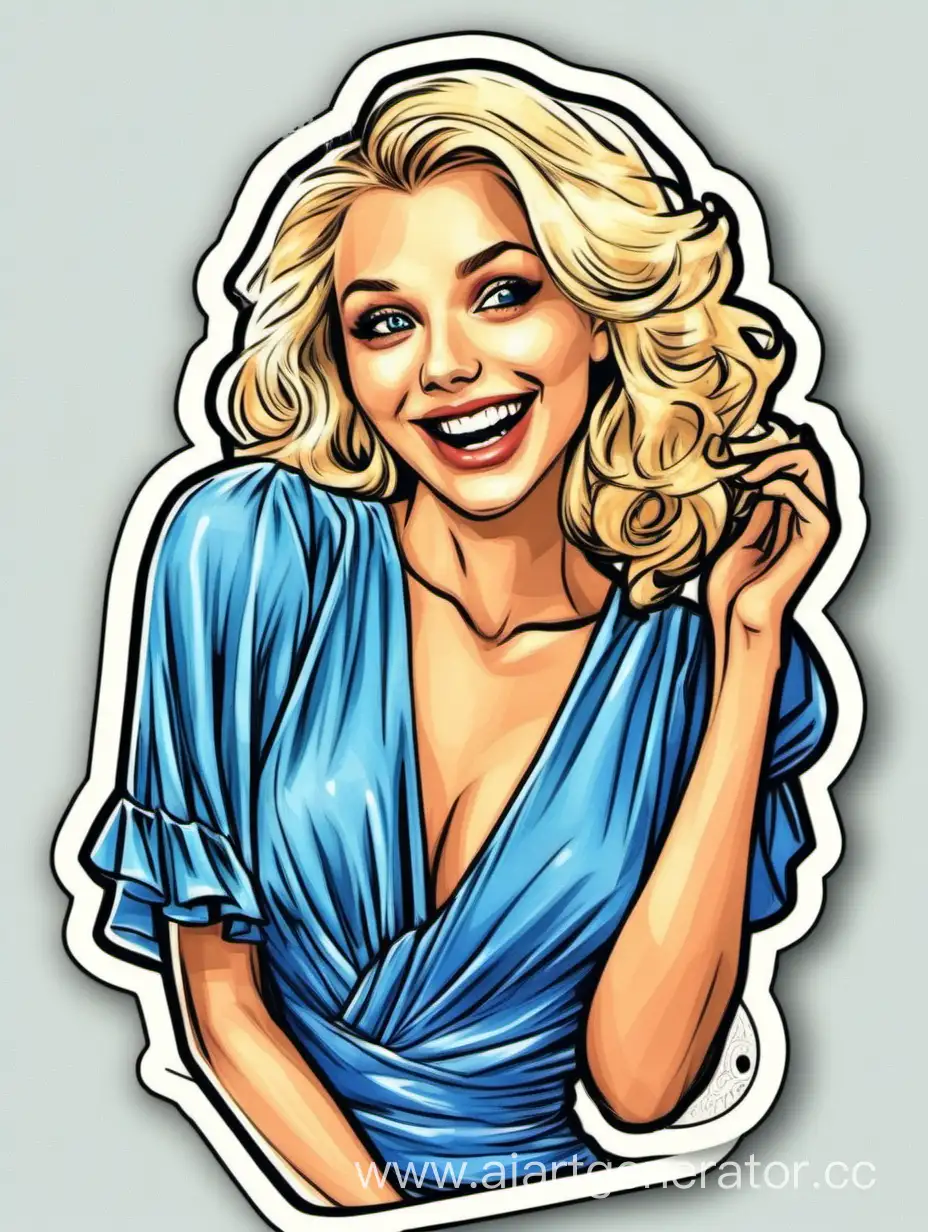 Surprised-Blonde-Girl-in-Elegant-Blue-Dress-Sticker