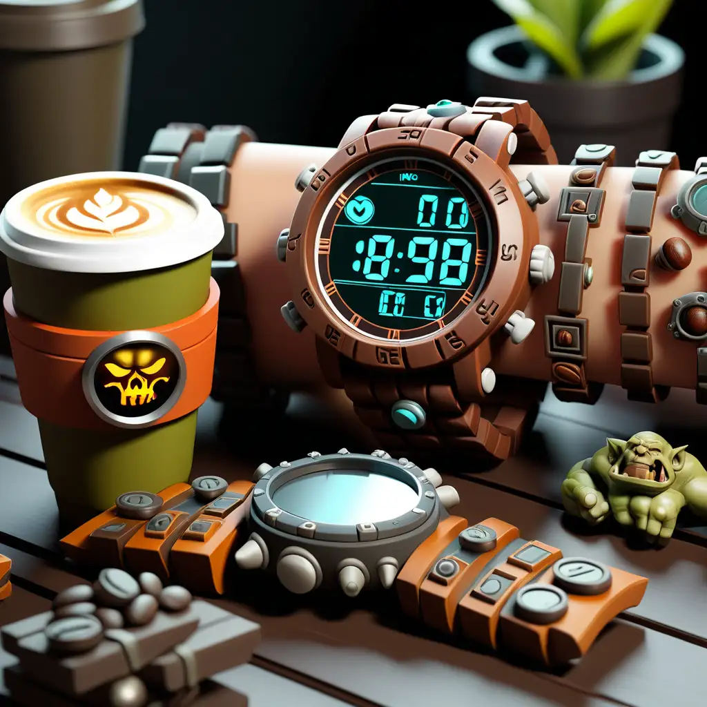 Coffee Break with 20 Digital Watches and Orc Shaman