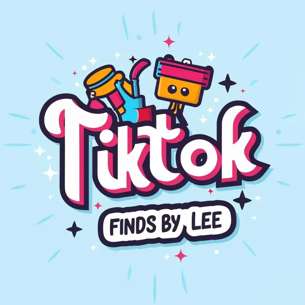 logo, Fun Tiktok logo with things, with the text "Tiktok Finds by Lee", typography, be used in Internet industry