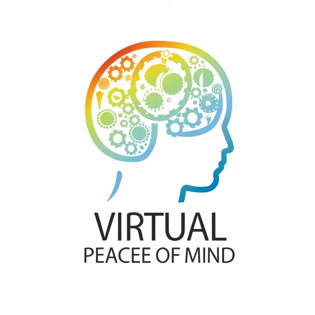 logo, psychology, with the text "Virtual Peace of Mind", typography