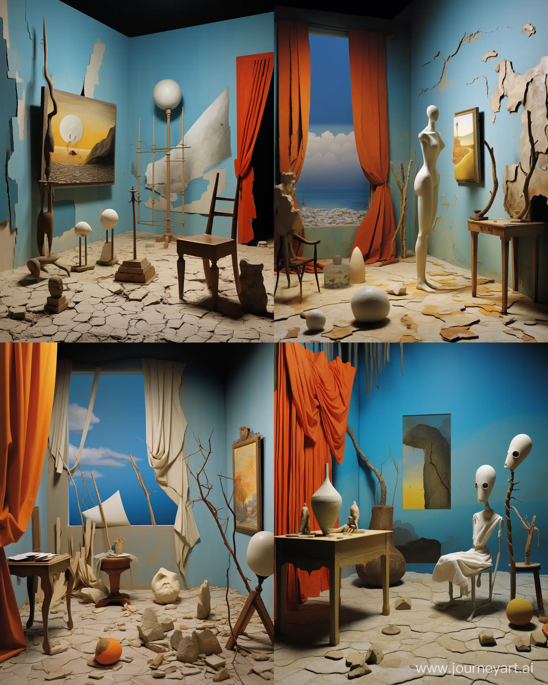Surrealist-Sculpture-Room-with-Max-Ernst-Characters