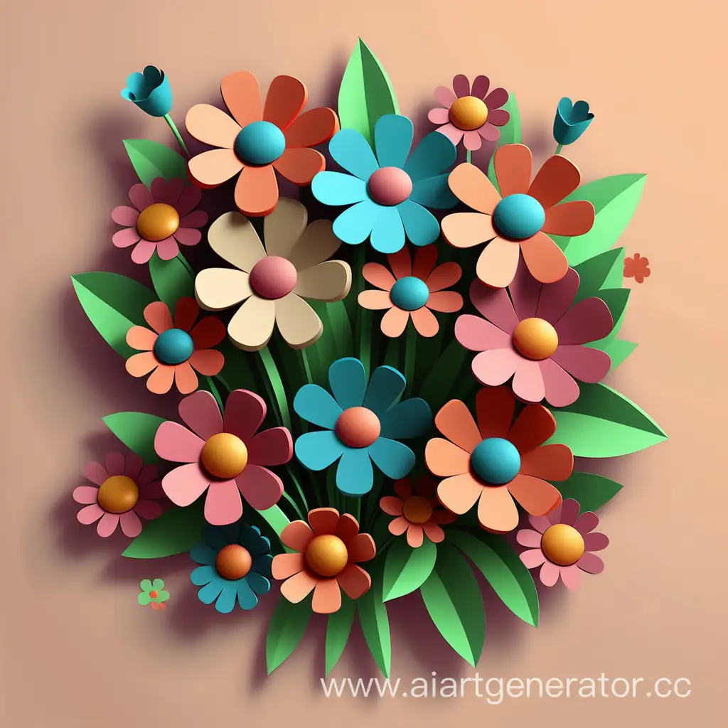 simple vector of a 3D clip art Happy Birthday,, made of flowers.