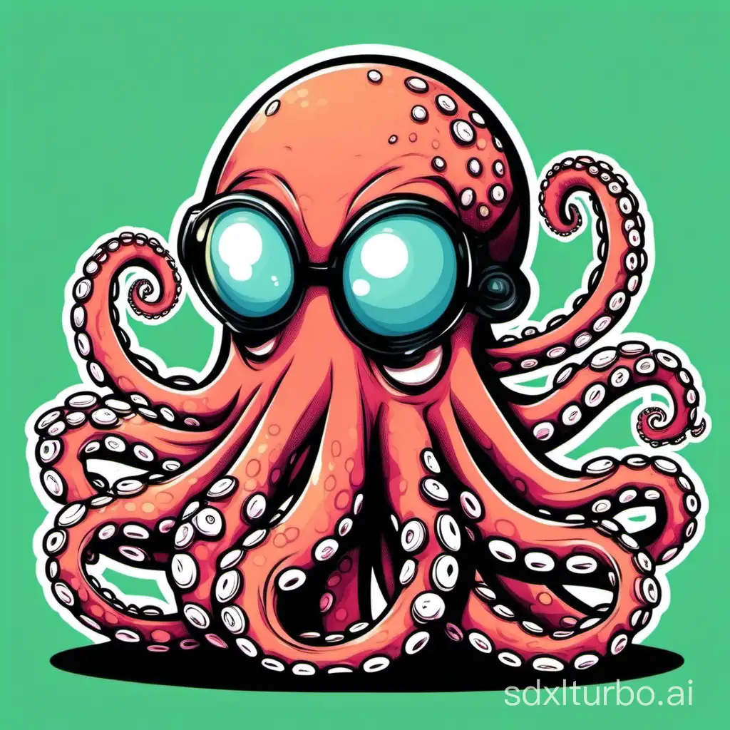 nergy gamer geeky octopus cartoon