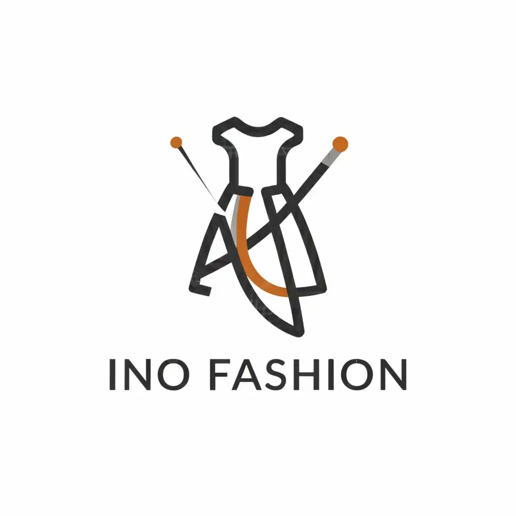 a logo design,with the text "Ino Fashion", main symbol:dress and nediel,Moderate,clear background