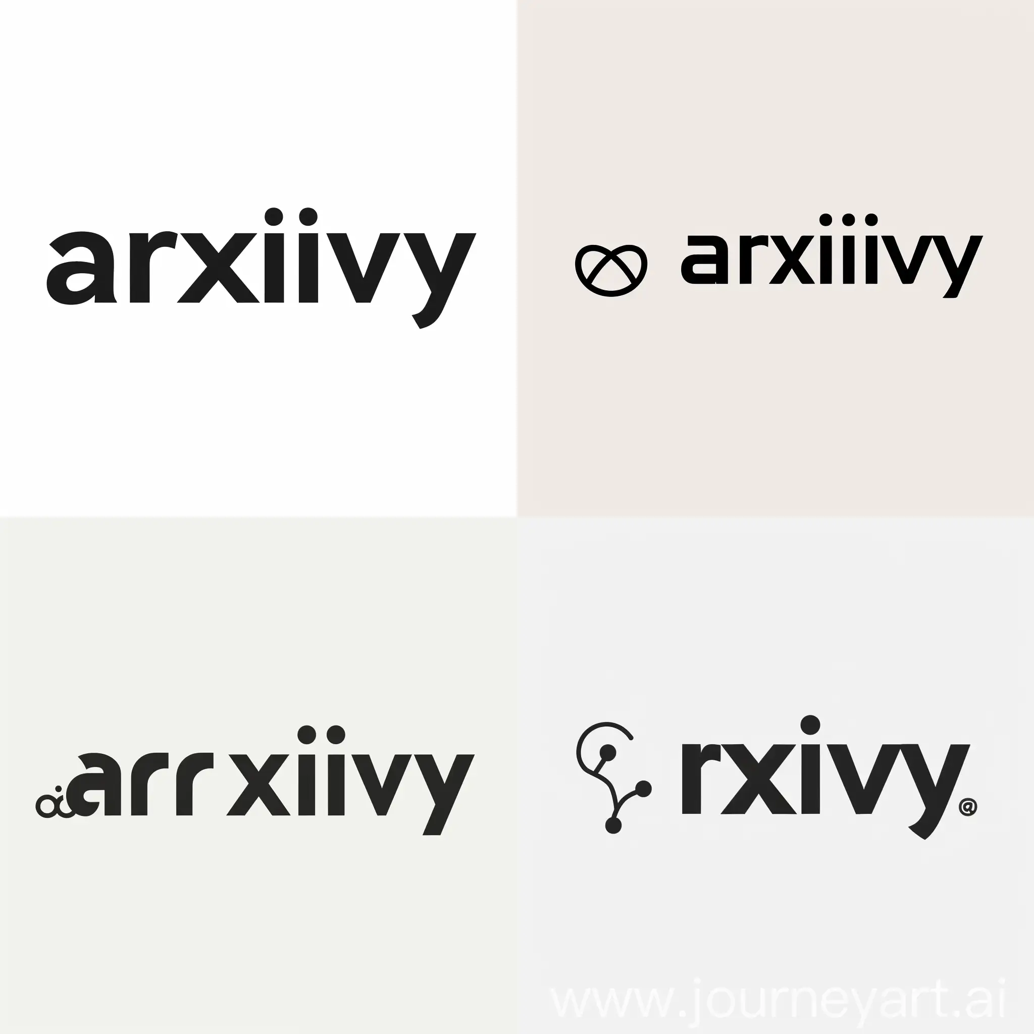I need a logo to a company called ArXivy. My thinking is for the logo to consist of the company name in black bold letters and to its left some descriptive symbol of archiving as a business. That business is about multi modal archiving involving papers, audio, image and video. 