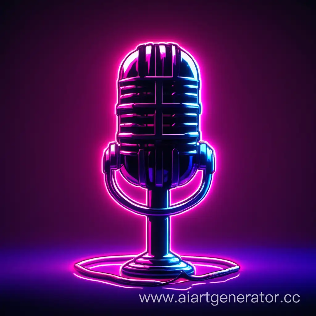 микрофон  в стиле cyberpunk neon