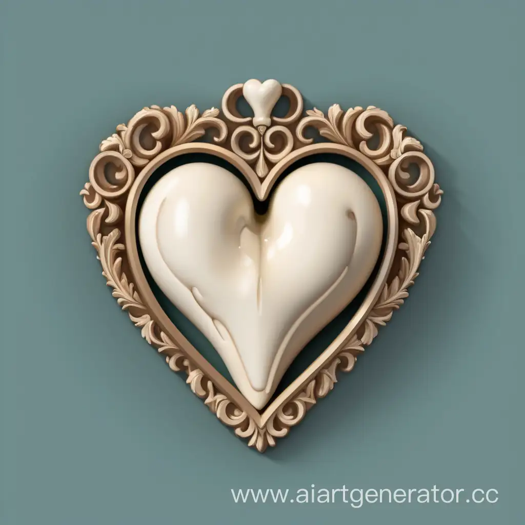 Simple logo of a 3D vintage frame heart, made of a bone oil.