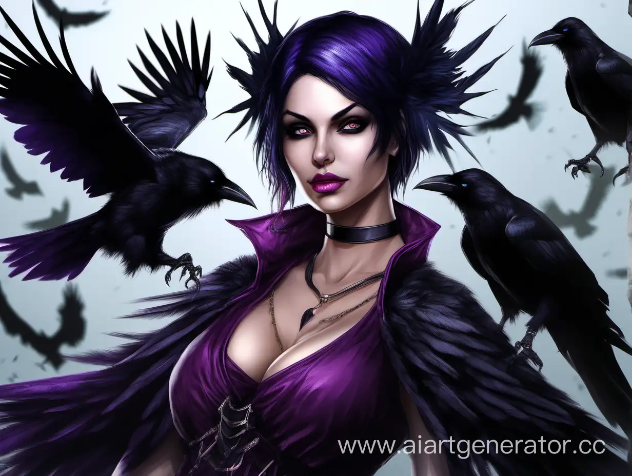 Morrigan-Art-Beautiful-Girl-Surrounded-by-Crows-in-HighResolution-4K