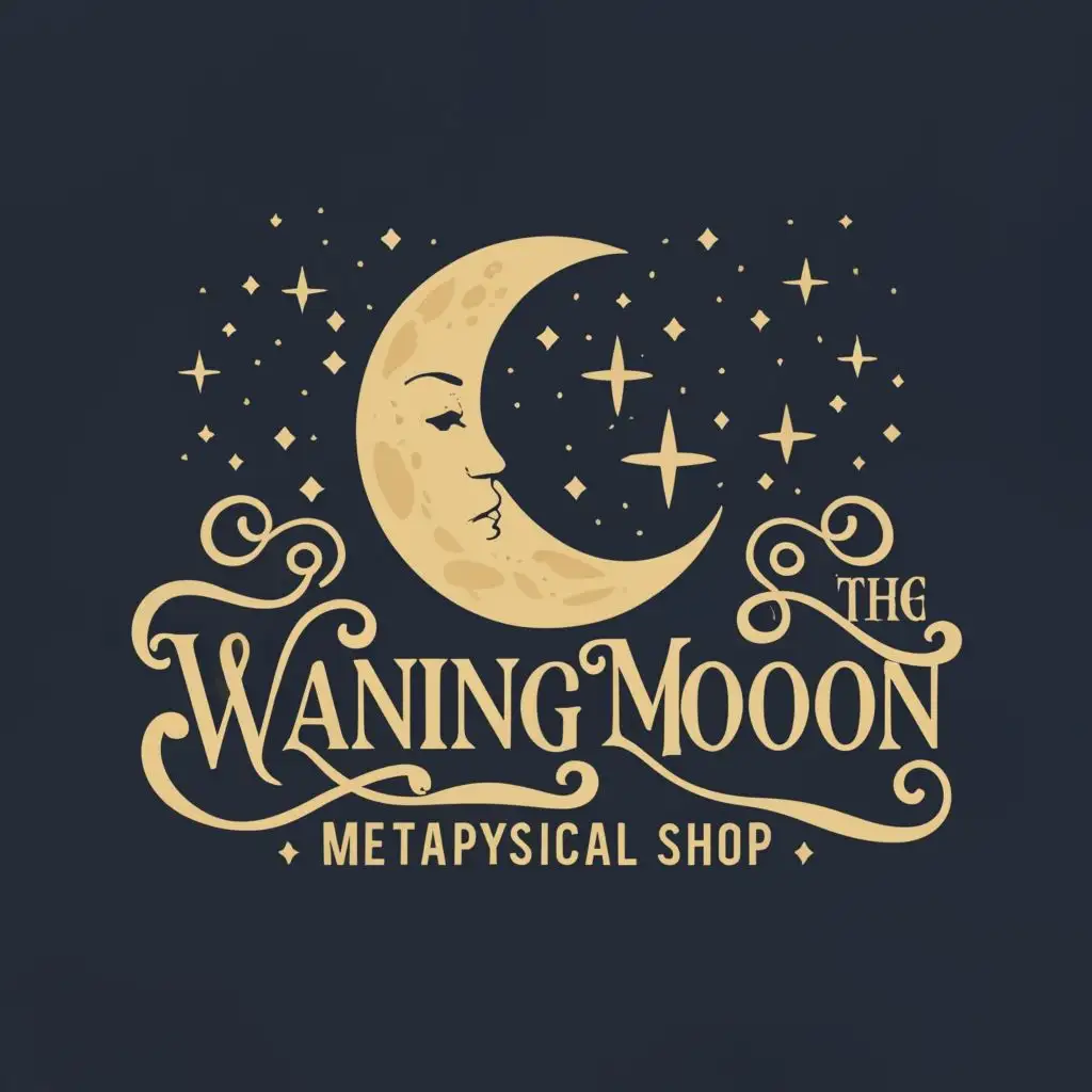 LOGO-Design-For-The-Waning-Moon-Metaphysical-Shop-Celestial-Theme-with-Waning-Moon-and-Stars
