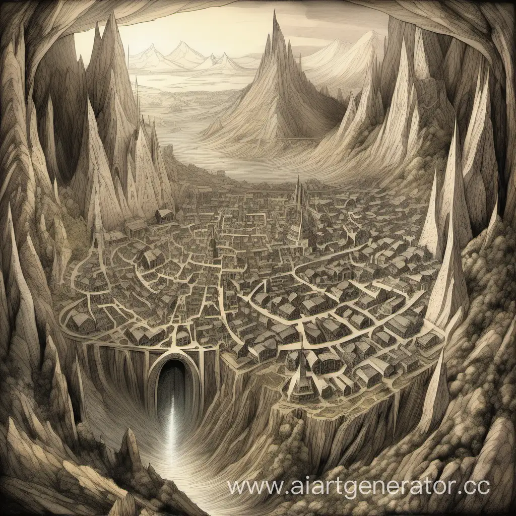 Tolkien's dwarf city, fantasy, inside a mountain