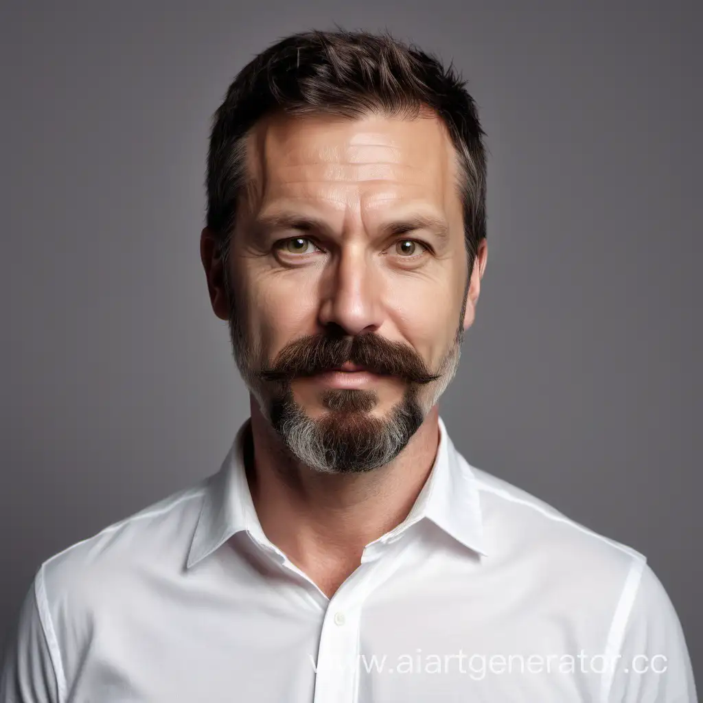 Friendly-40YearOld-Man-with-Bushy-Beard-and-Kind-Eyes-Wearing-White-Shirt-and-Cute-Plaster