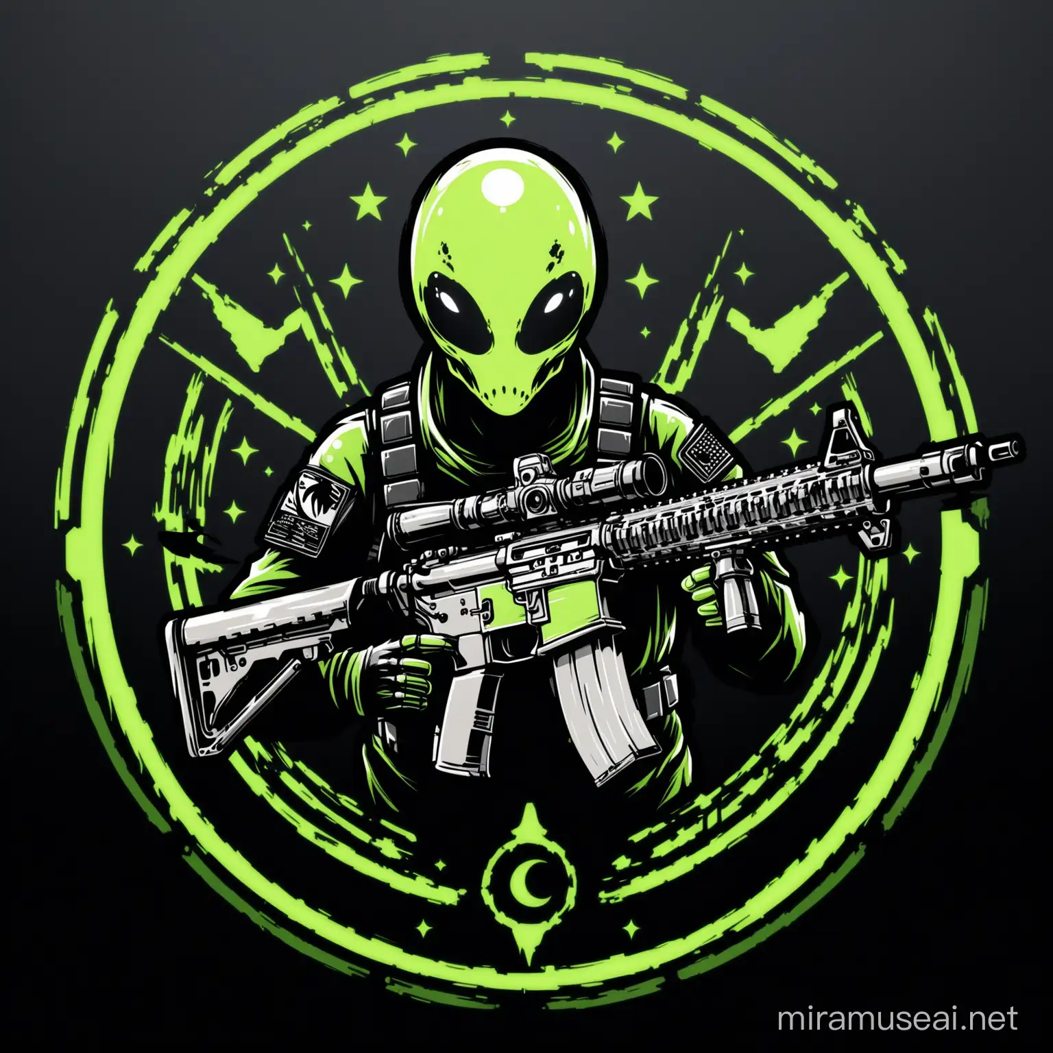 can you create a logo like this but replace the ALIEN with an ar15
