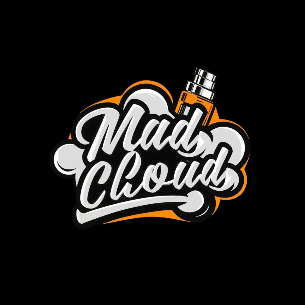 logo, vape, with the text "Mad Cloud", typography