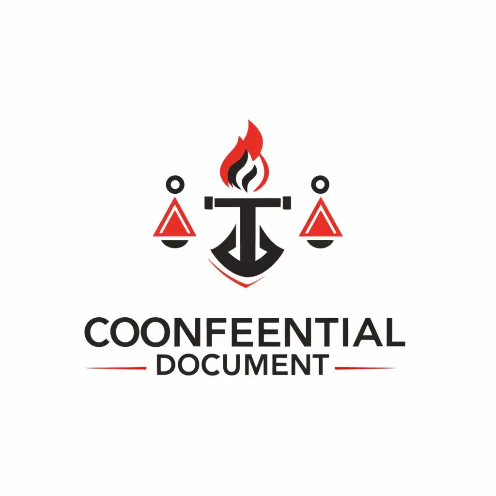 a logo design,with the text "CONFIDENTIAL DOCUMENT", main symbol:HAMMER AND SCALES,Moderate,clear background