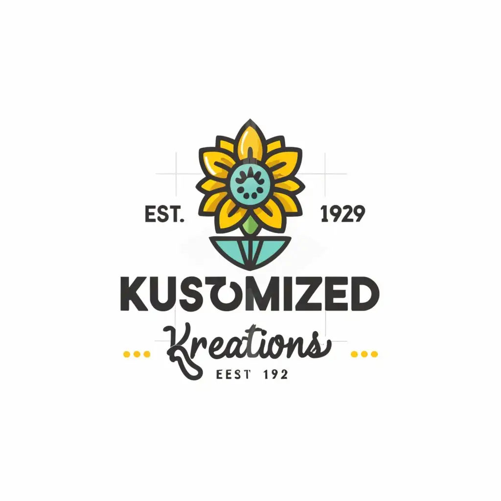 a logo design,with the text "Kustomized Kreations", main symbol:Tumblers, Sunflowers, Teal,Moderate,be used in Retail industry,clear background