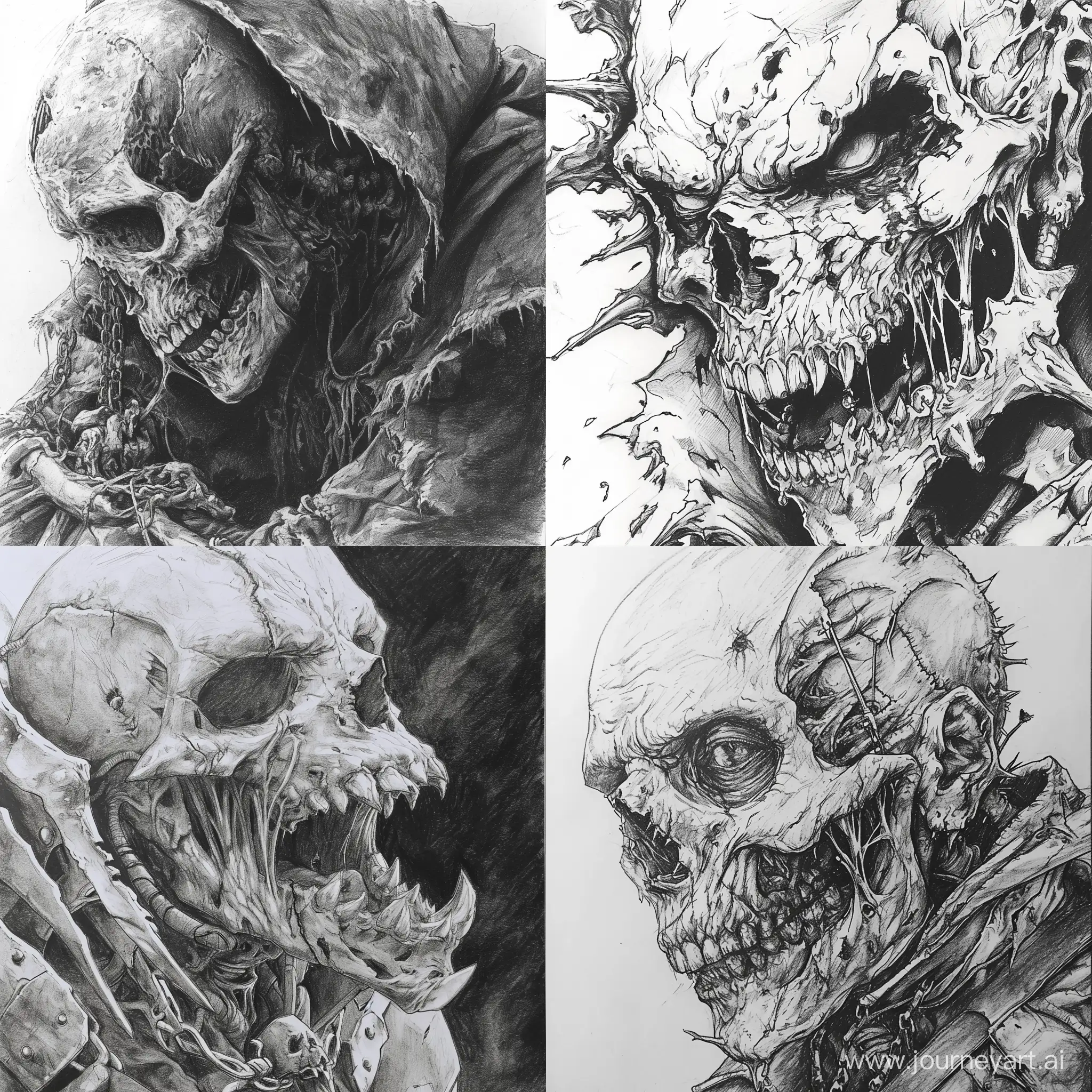 Dark-Fantasy-Anime-Monsters-in-Pencil-Sketch