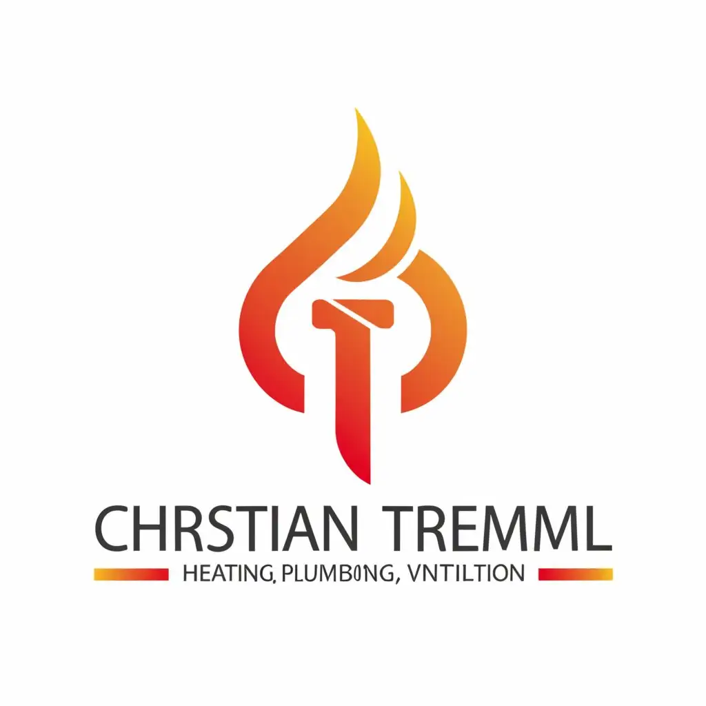 a logo design,with the text "Christian Tremml - Heating, Plumbing, Ventilation", main symbol:Flame made of a C and a T,complex,be used in Construction industry,clear background