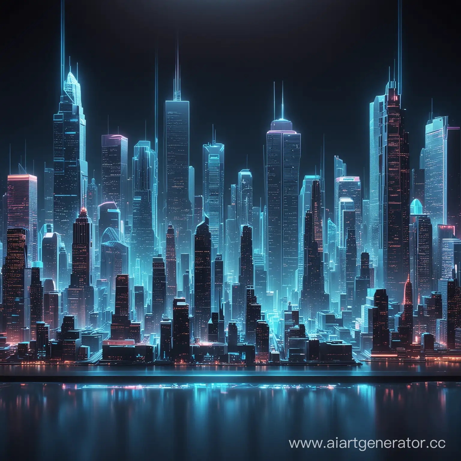 Futuristic-Neon-Cityscape-Vibrant-3D-Hologram-in-Blue-Shades