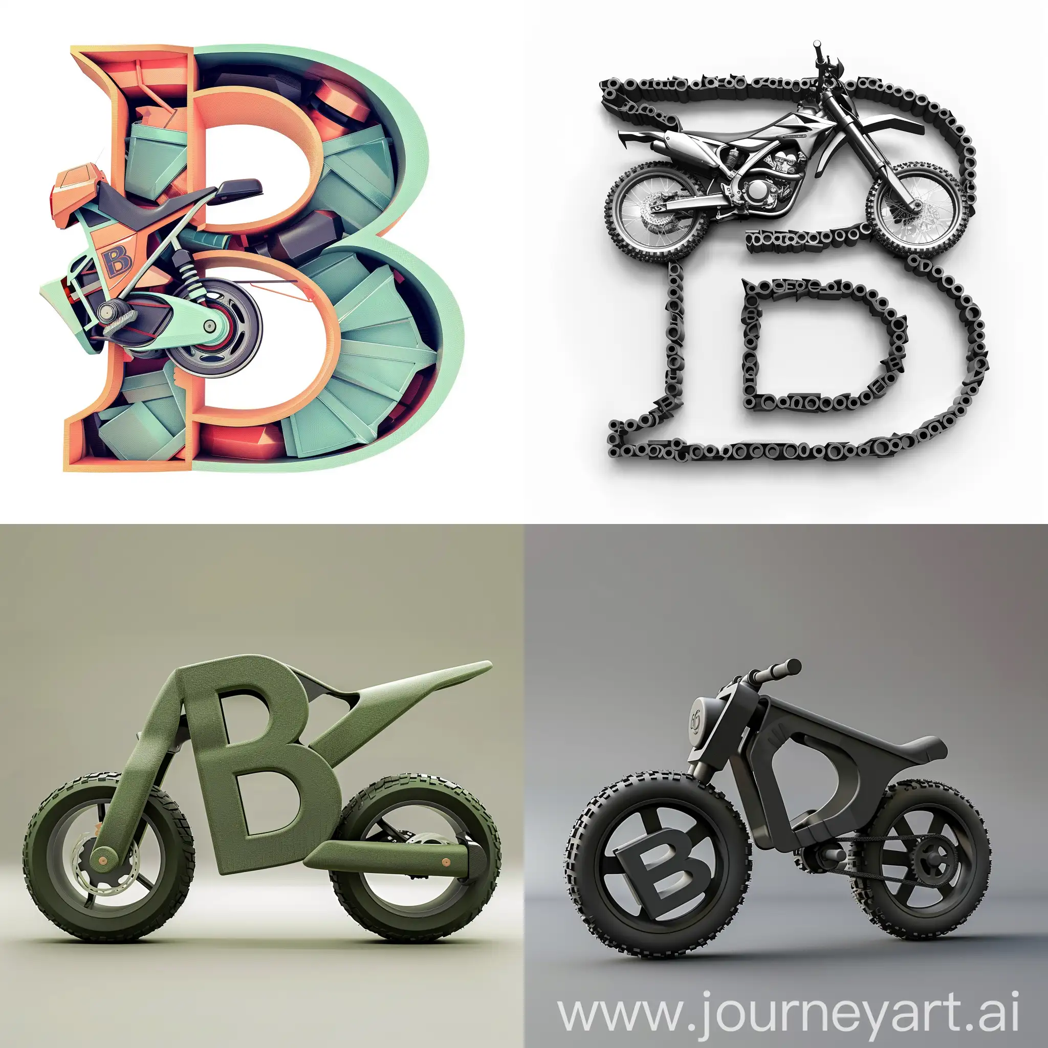Letter B in form in the form of motobike 