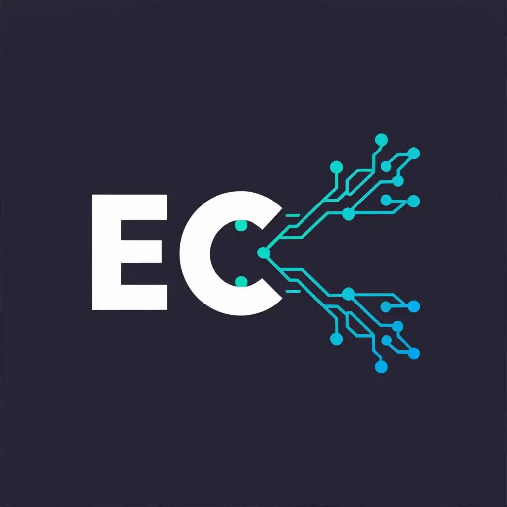 a logo design,with the text "E2C", main symbol:A flash with computer neural network
Clear background,Minimalistic,be used in Technology industry,clear background