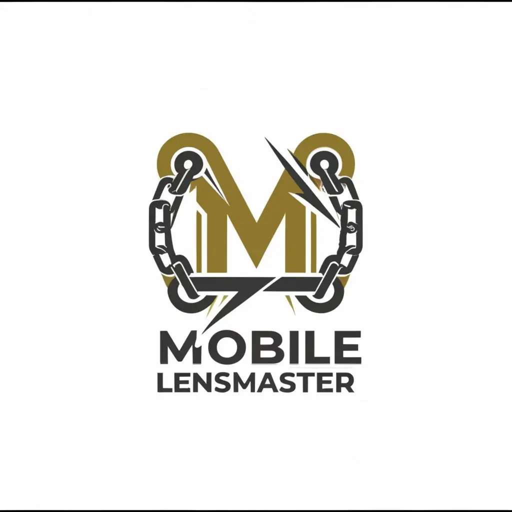 logo, Camera, Chain, M, with the text "Mobile LensMaster", typography, be used in Entertainment industry