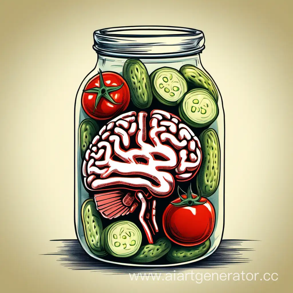 Preserved-Human-Brain-in-Jar-with-Pickled-Cucumbers-and-Tomatoes