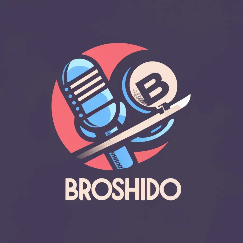 logo, Microphone and katana, with the text "Broshido", typography, be used in Entertainment industry