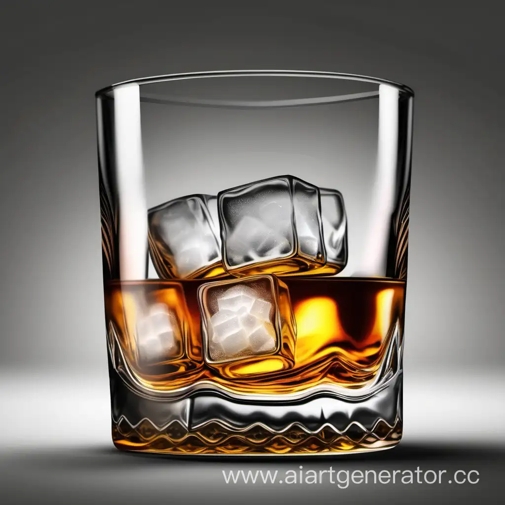 Стакан с виски и льдом реалистичное фото формат PNG