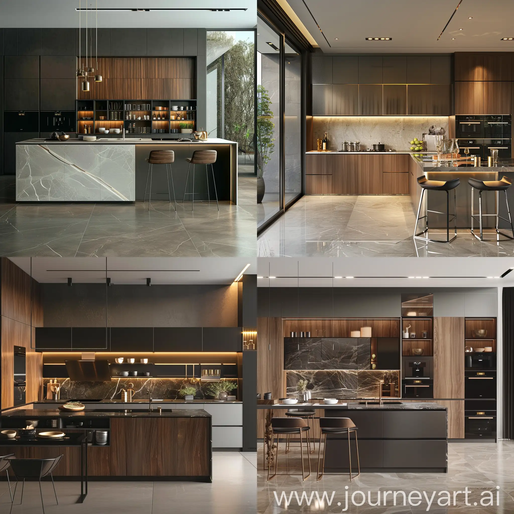 luxury modern kitchen with full set interior unique classy and subtle amd wood element

