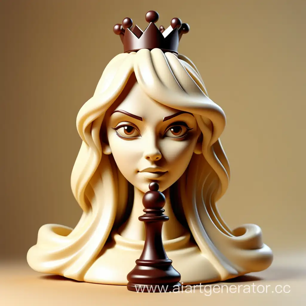 Elegant-3D-Chessinspired-Woman-Logo-with-a-Radiant-Glow