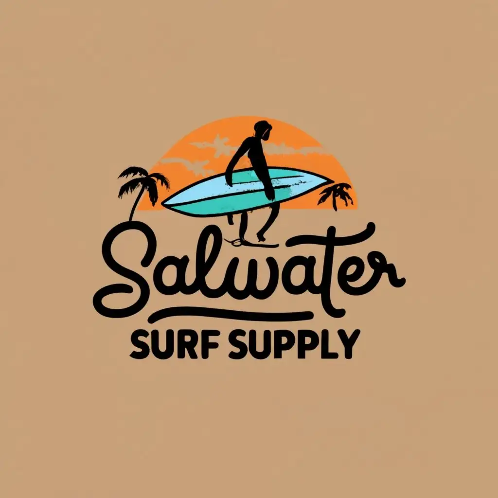 logo, Surf life , with the text "Saltwater Surf Supply", typography, be used in Travel industry