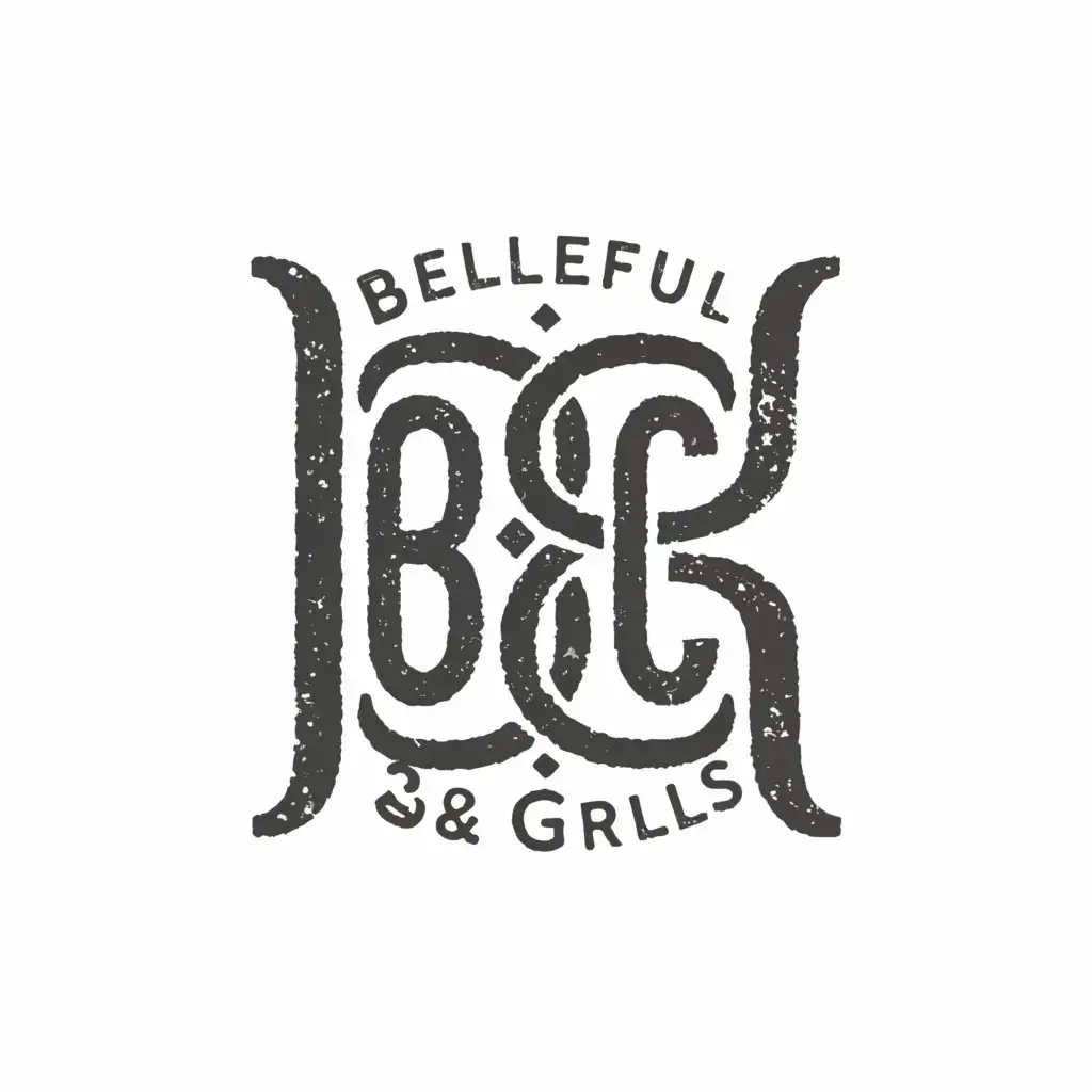 a logo design,with the text "BellefulBurgers & Grills BBG", main symbol:Combine the initials "BBG" (for BellefulBurger & Girls) into a cohesive and visually interesting lettermark logo. Incorporate subtle design elements or negative space techniques to highlight the social and design aspects of your brand within the lettermark,complex,be used in Restaurant industry,clear background